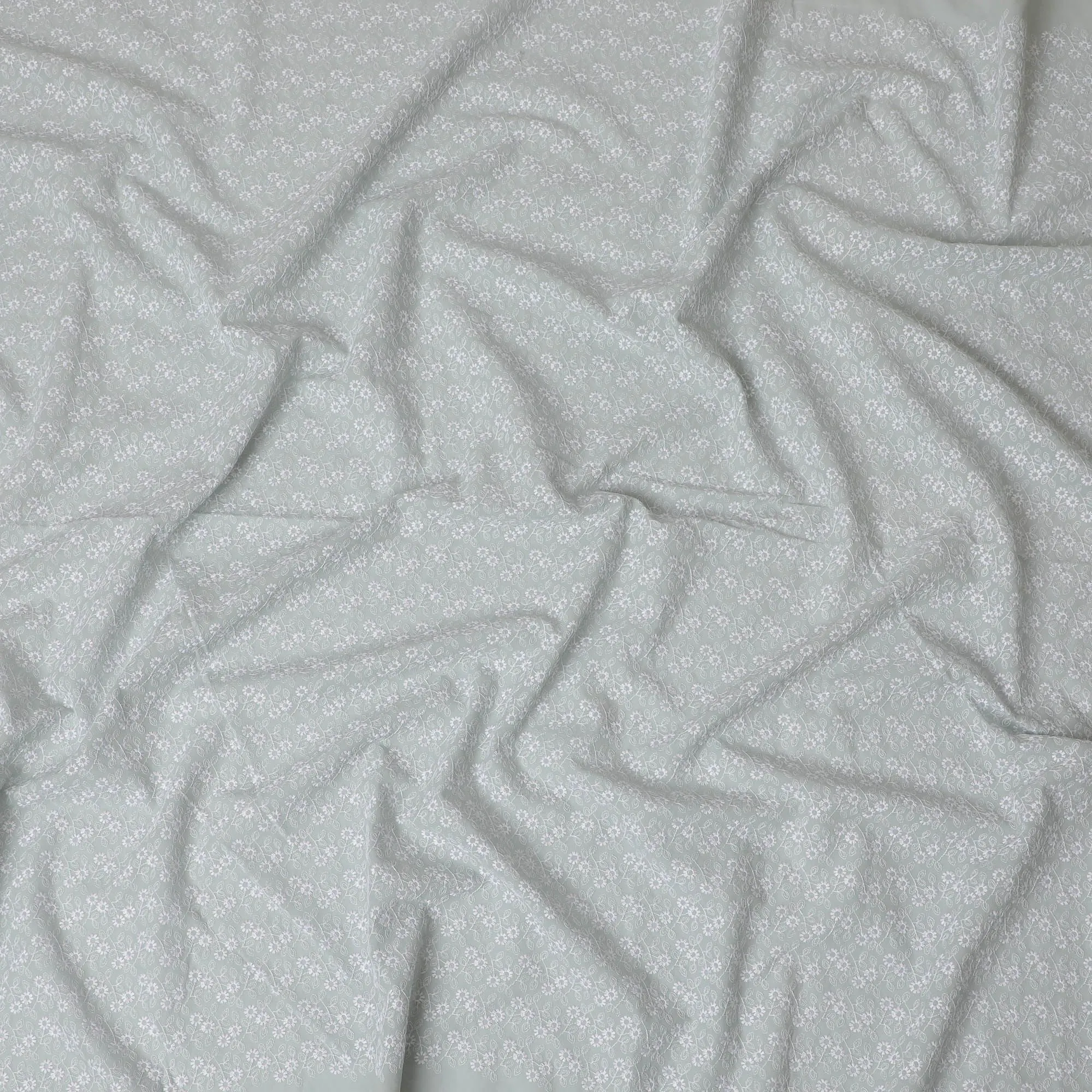 Silver Whisper Embroidered Cotton Voile Fabric - Subtle Sheen 110cm-D17570