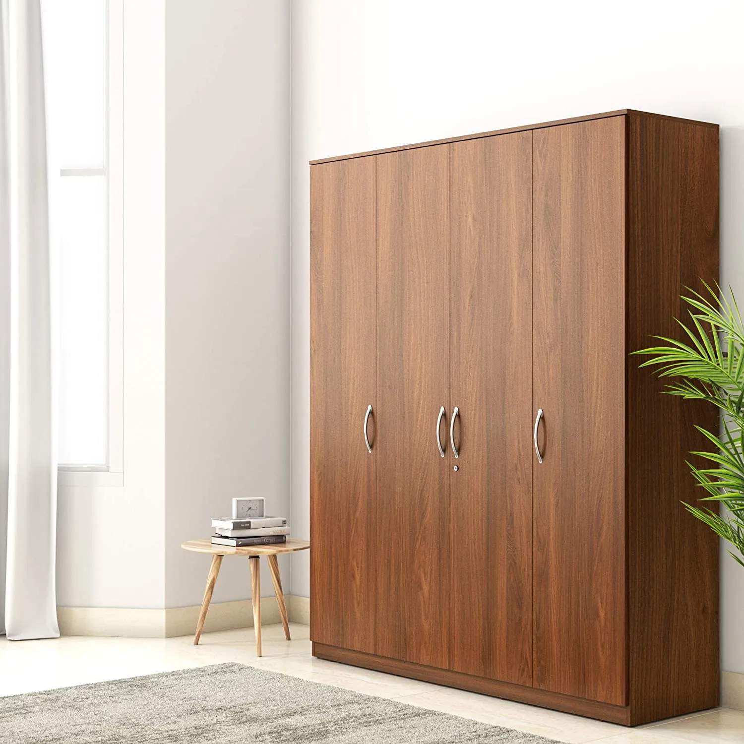 Solimo Medusa Engineered Wood Wardrobe Walnut Finish