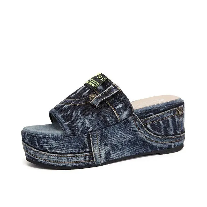 Spring GlamourGlide Denim Slides