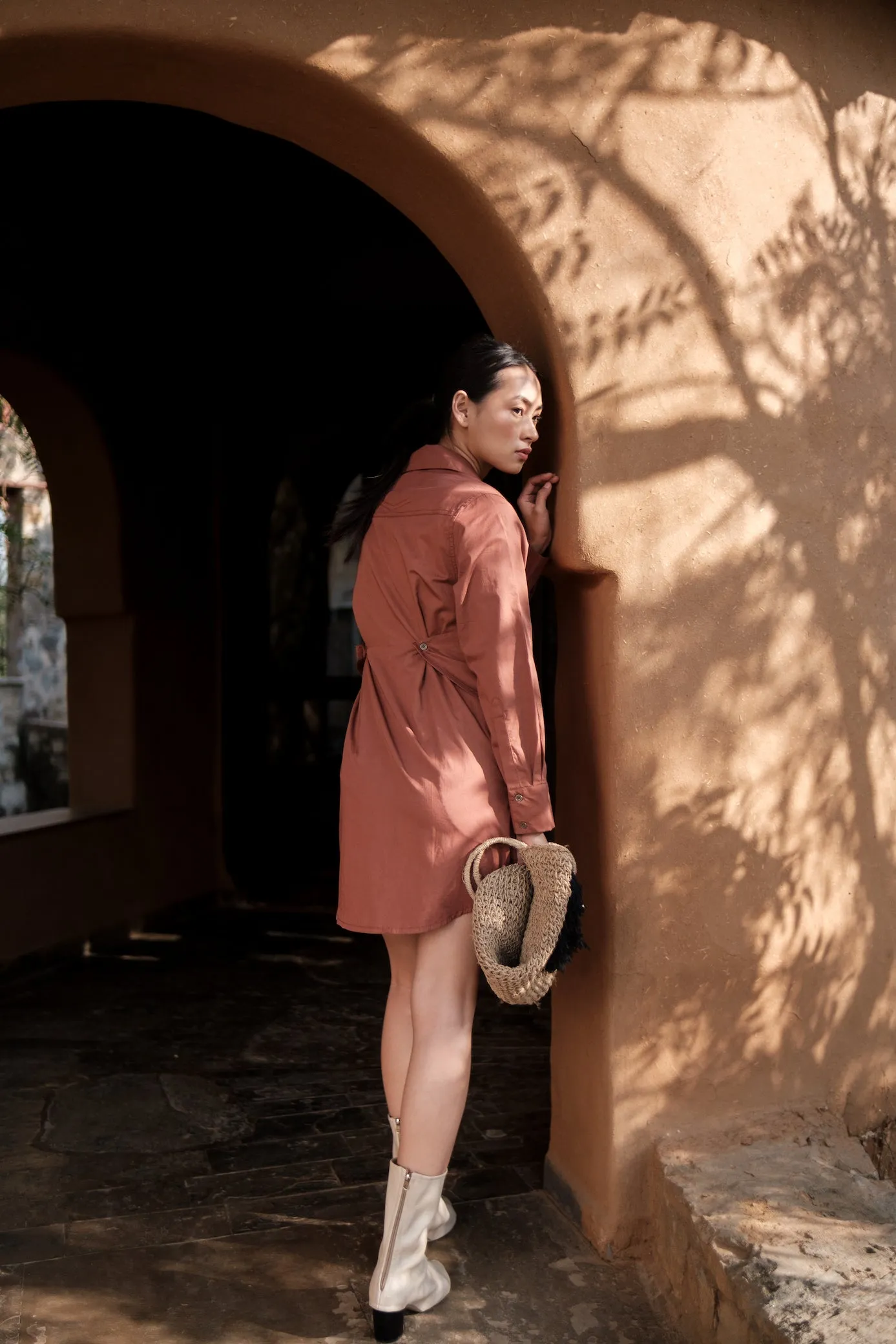 The Terra Tribe Copper Seattle Wrap Shirt Dress