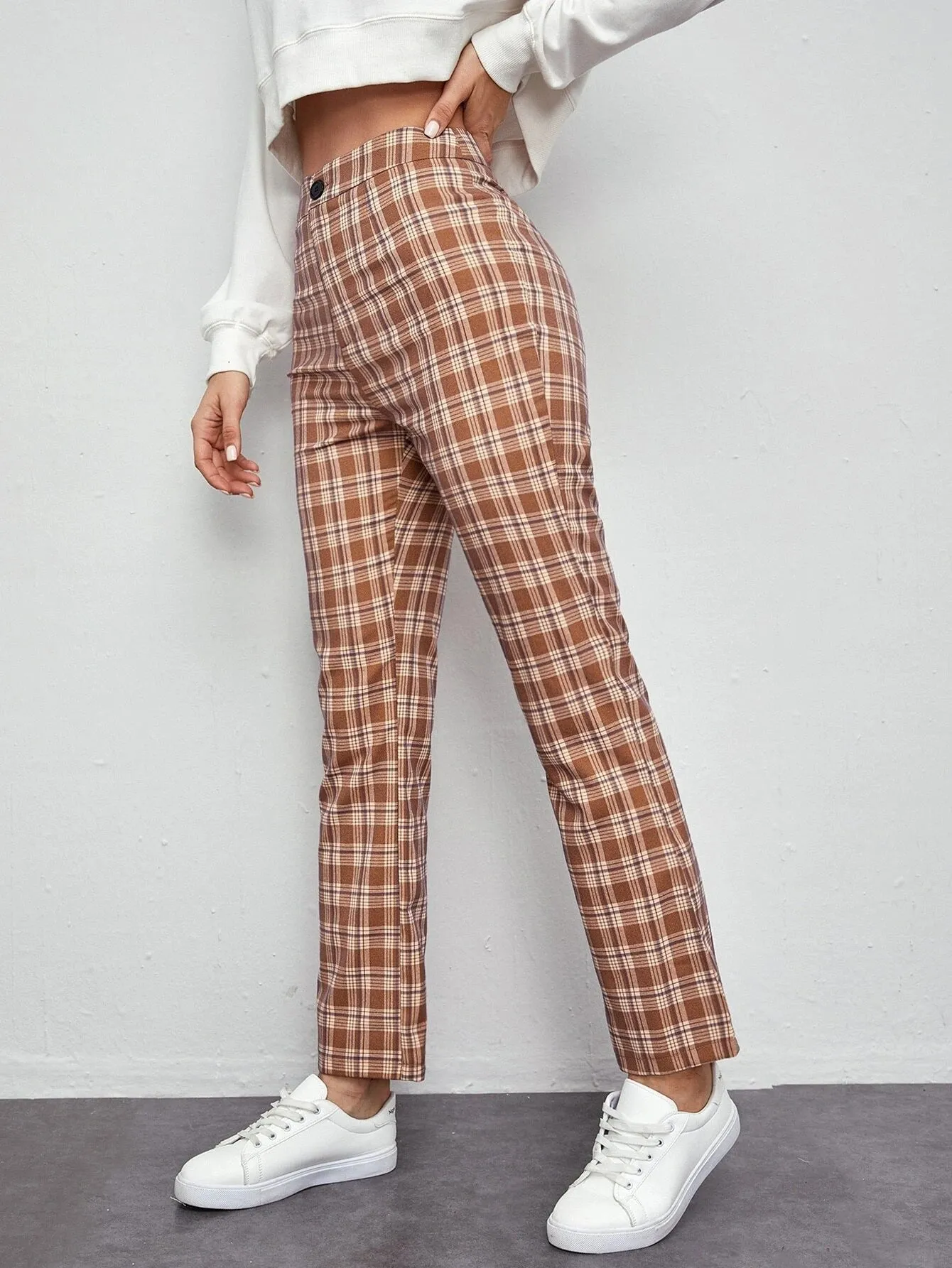 Toleet 2000s fashion 2024 Women's Spring and Summer Elegant Commuter Mid-Waist Plaid Fabric Flared Pants Artistic Trousers