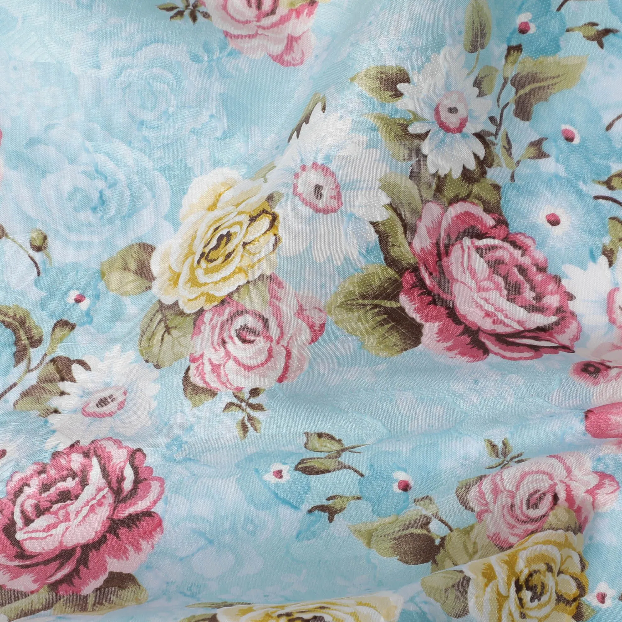 Uragiri Cotton Voile Fabric - Powder Blue with Romantic Rose Print, 110 cm Wide, Japanese Quality-D17728