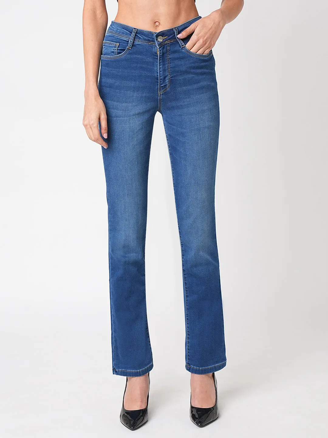 Women High-Rise Slim Straight Fit Jeans