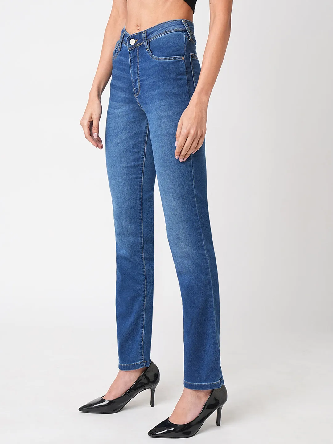 Women High-Rise Slim Straight Fit Jeans