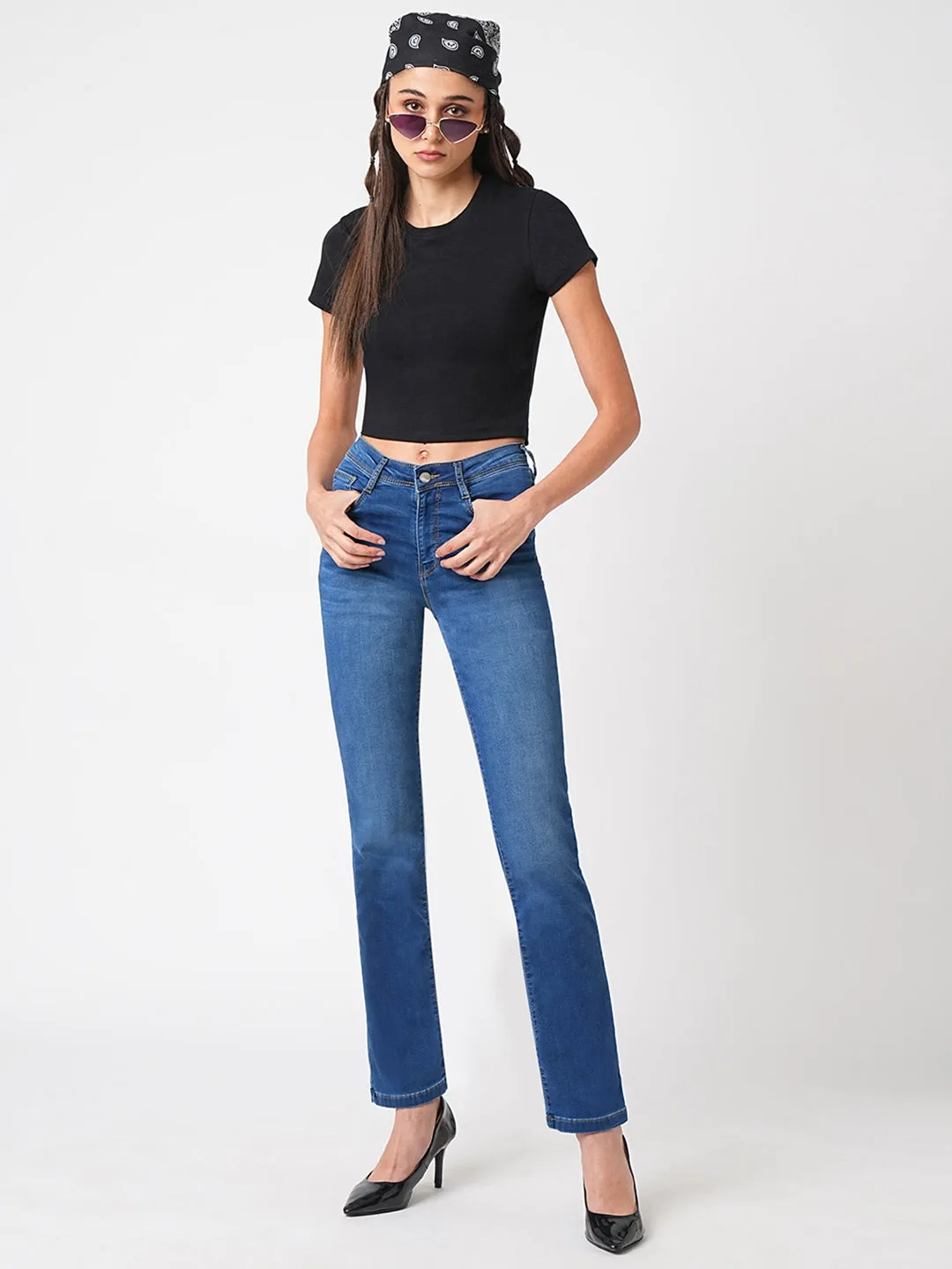 Women High-Rise Slim Straight Fit Jeans