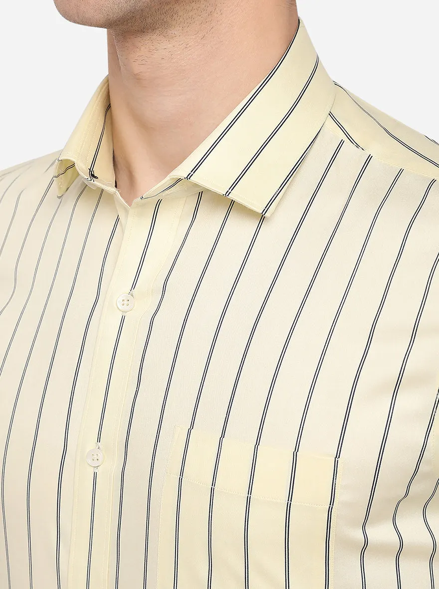 Yellow & Blue Striped Slim Fit Formal Shirt | Greenfibre