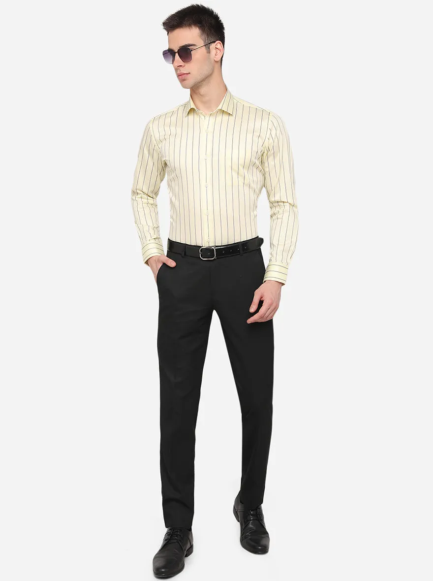 Yellow & Blue Striped Slim Fit Formal Shirt | Greenfibre