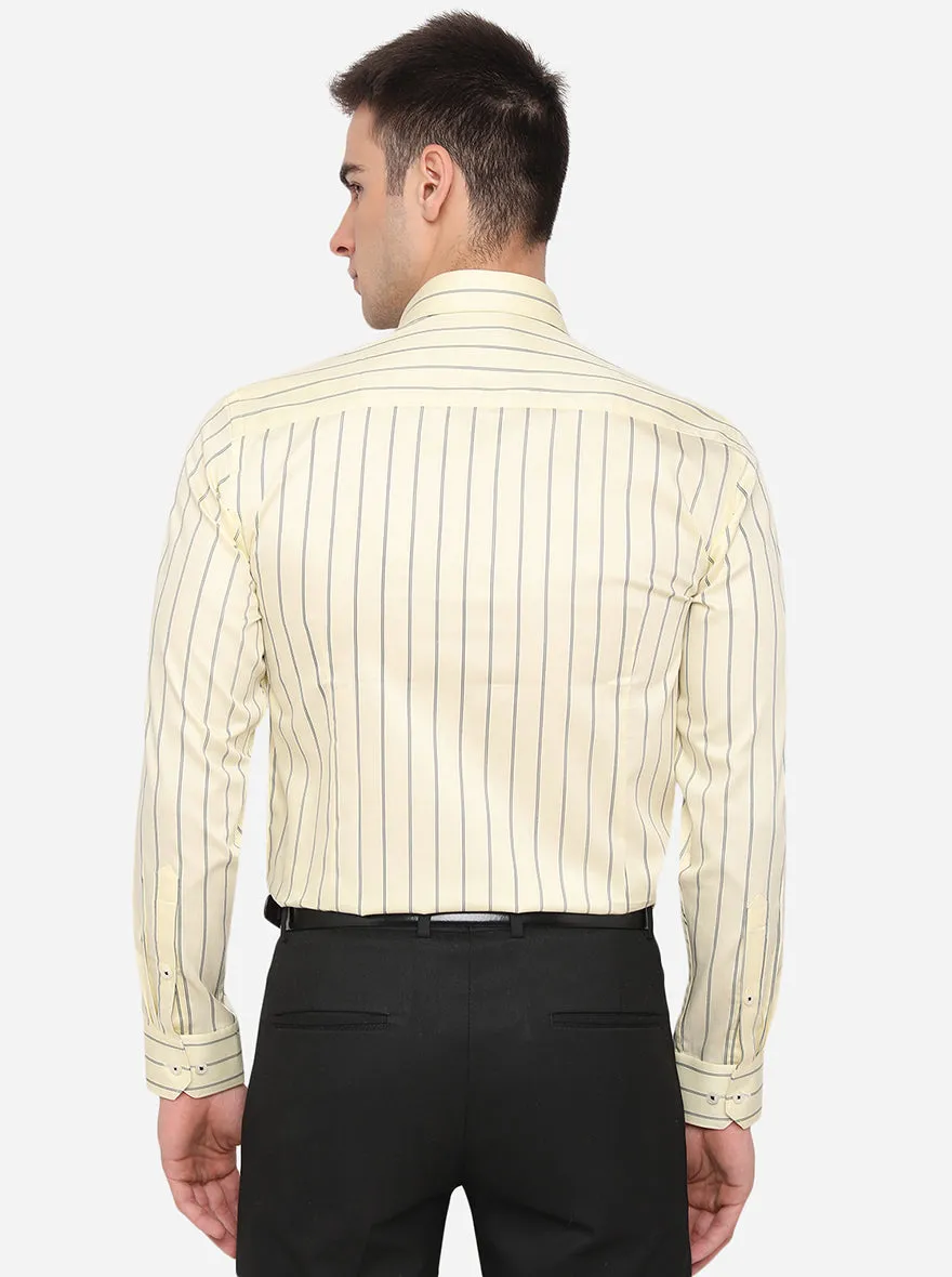 Yellow & Blue Striped Slim Fit Formal Shirt | Greenfibre