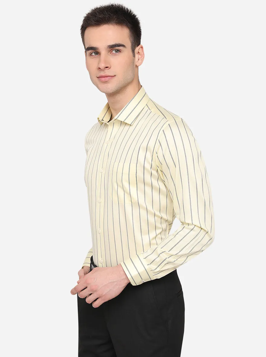 Yellow & Blue Striped Slim Fit Formal Shirt | Greenfibre